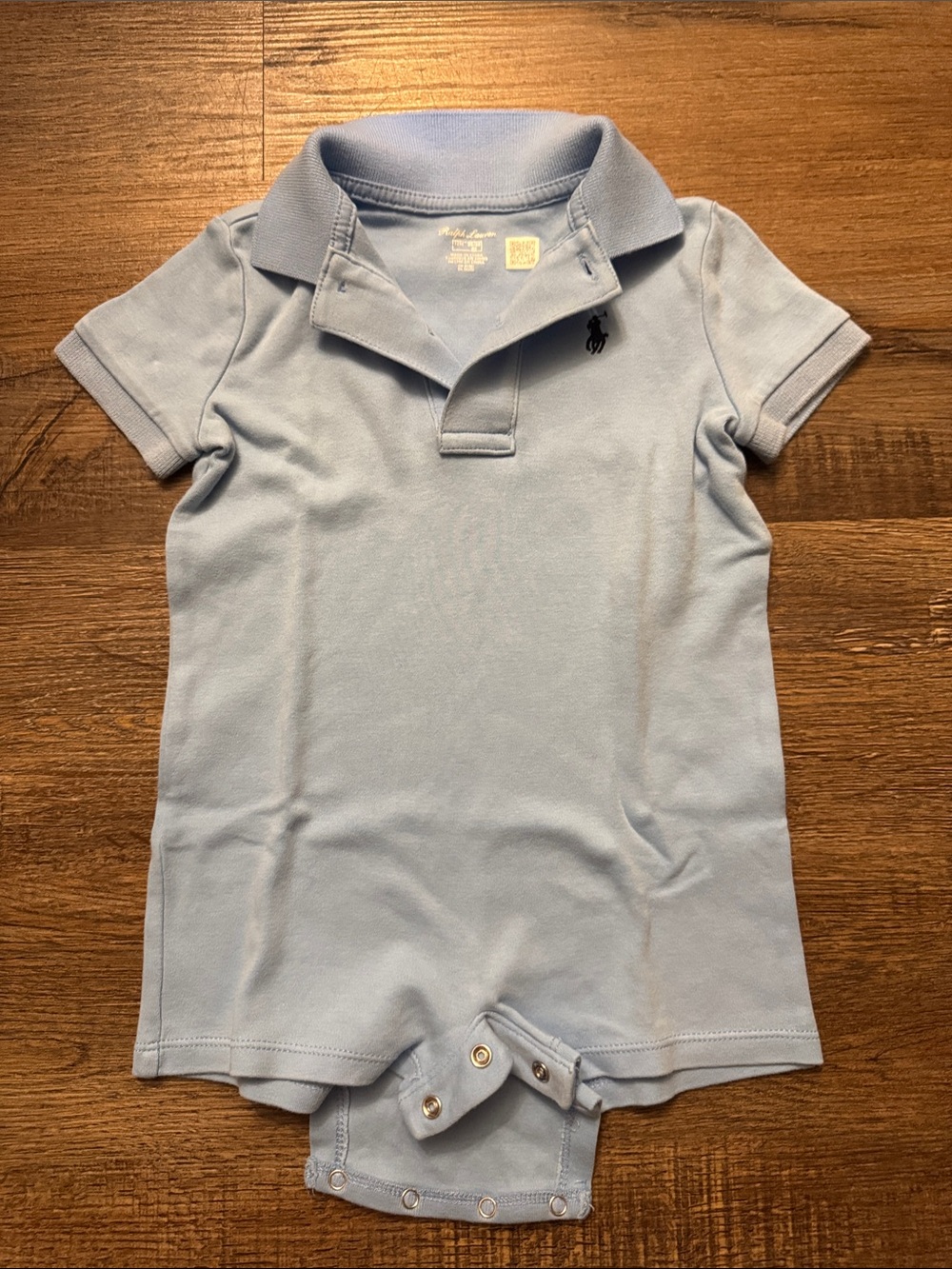 Ralph Lauren Light Blue Baby Polo Romper